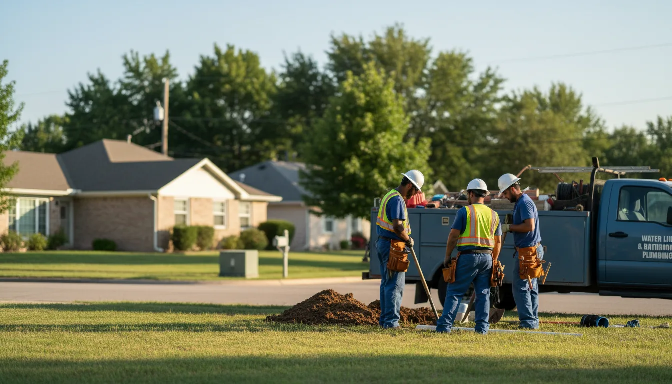 Residential water line and bathroom plumbing service in Nashoba, OK